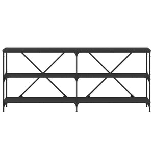 Tavolino Consolle Nero 180x30x75 cm Legno Multistrato e Ferro