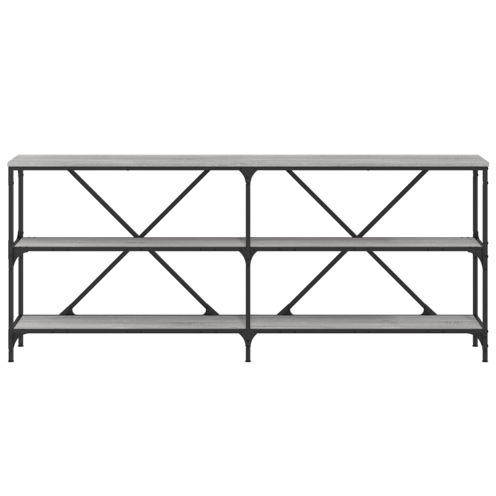 Tavolino Grigio Sonoma 180x30x75cm in Legno Multistrato e Ferro 832856