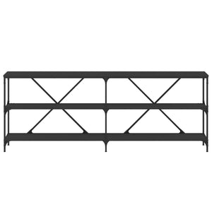 Tavolino Consolle Nero 200x30x75 cm Legno Multistrato e Ferro