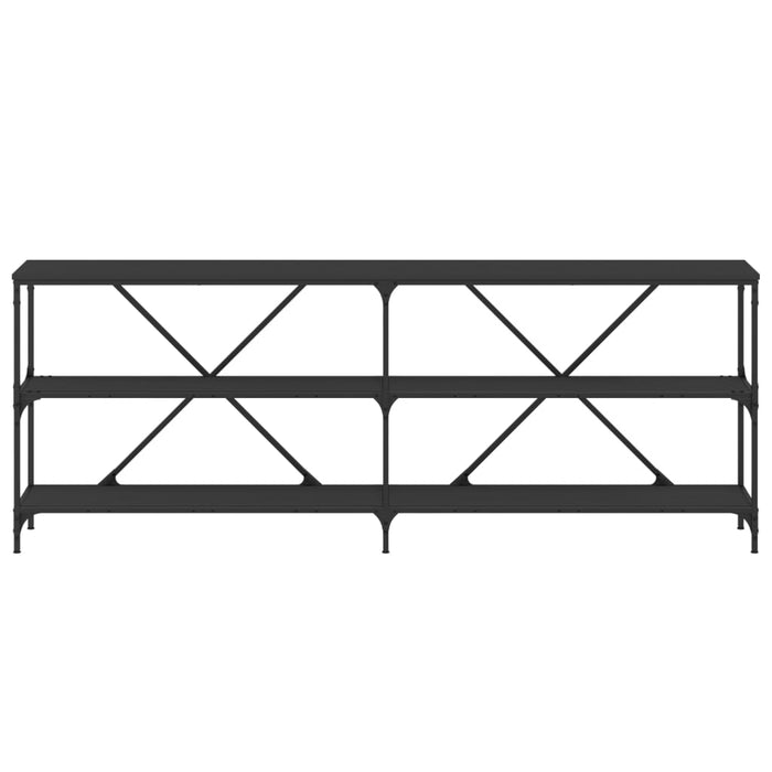 Tavolino Consolle Nero 200x30x75 cm Legno Multistrato e Ferro