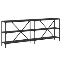 Tavolino Consolle Nero 200x30x75 cm Legno Multistrato e Ferro