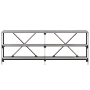 Tavolino Grigio Sonoma 200x30x75cm in Legno Multistrato e Ferro 832861