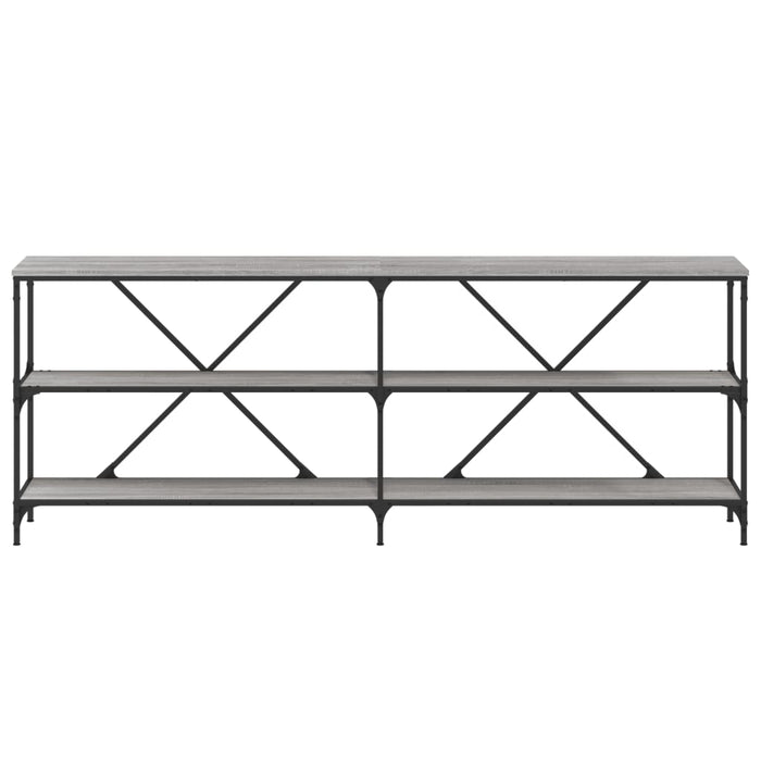 Tavolino Grigio Sonoma 200x30x75cm in Legno Multistrato e Ferro 832861