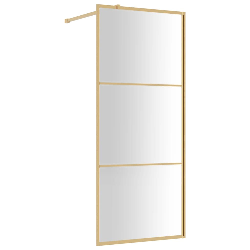 Parete per Doccia Walk-in Vetro Trasparente ESG 90x195 cm Oro 154937