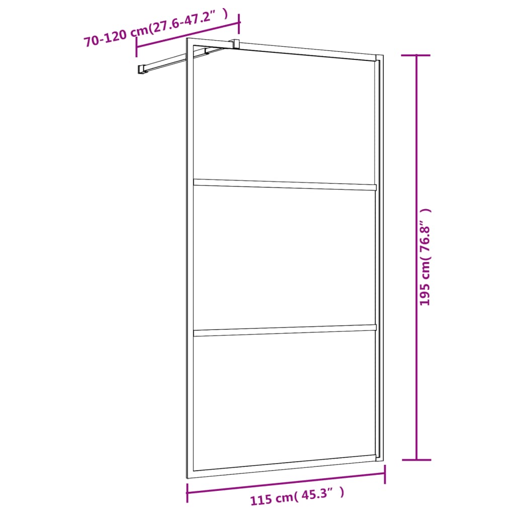 Parete per Doccia Walk-in Vetro Trasparente ESG 115x195 cm Oro 154941