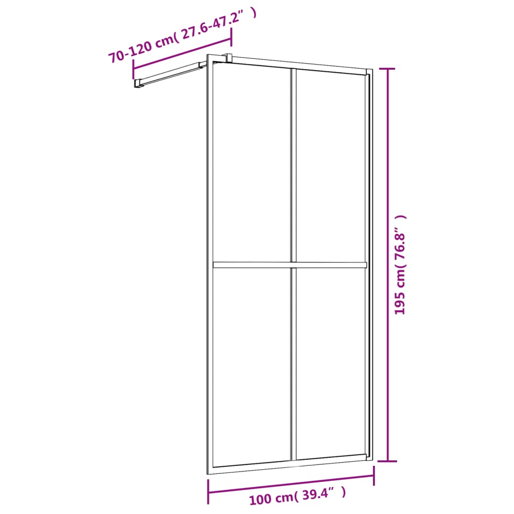 Parete per Doccia Walk-in Vetro Trasparente ESG 100x195cm Rossa 154946