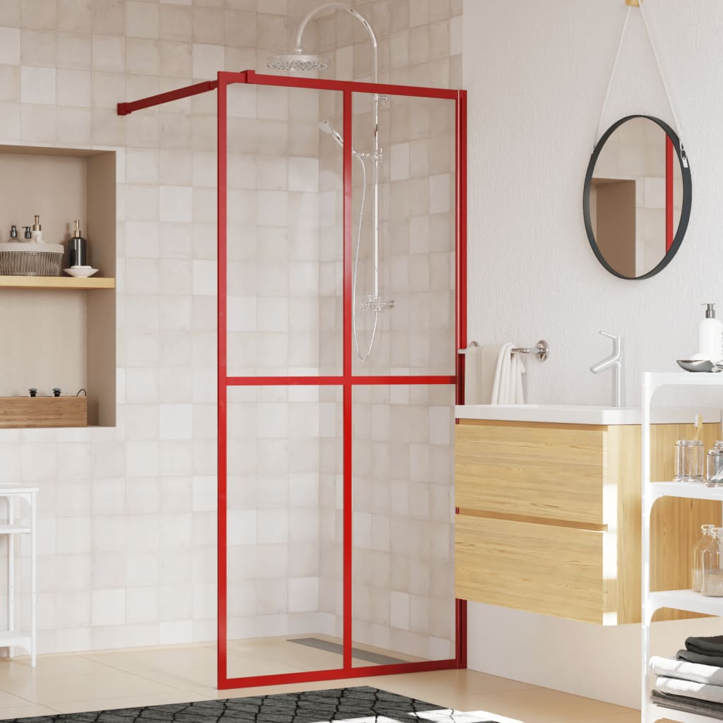 Parete per Doccia Walk-in Vetro Trasparente ESG 100x195cm Rossa 154946