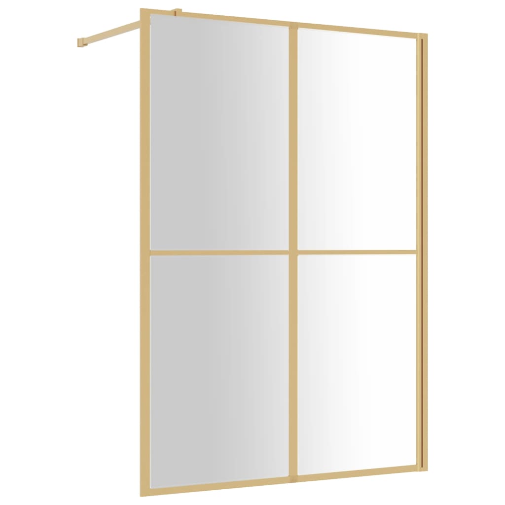 vidaXL Parete per Doccia Walk-in Vetro Trasparente ESG 140x195 cm Oro