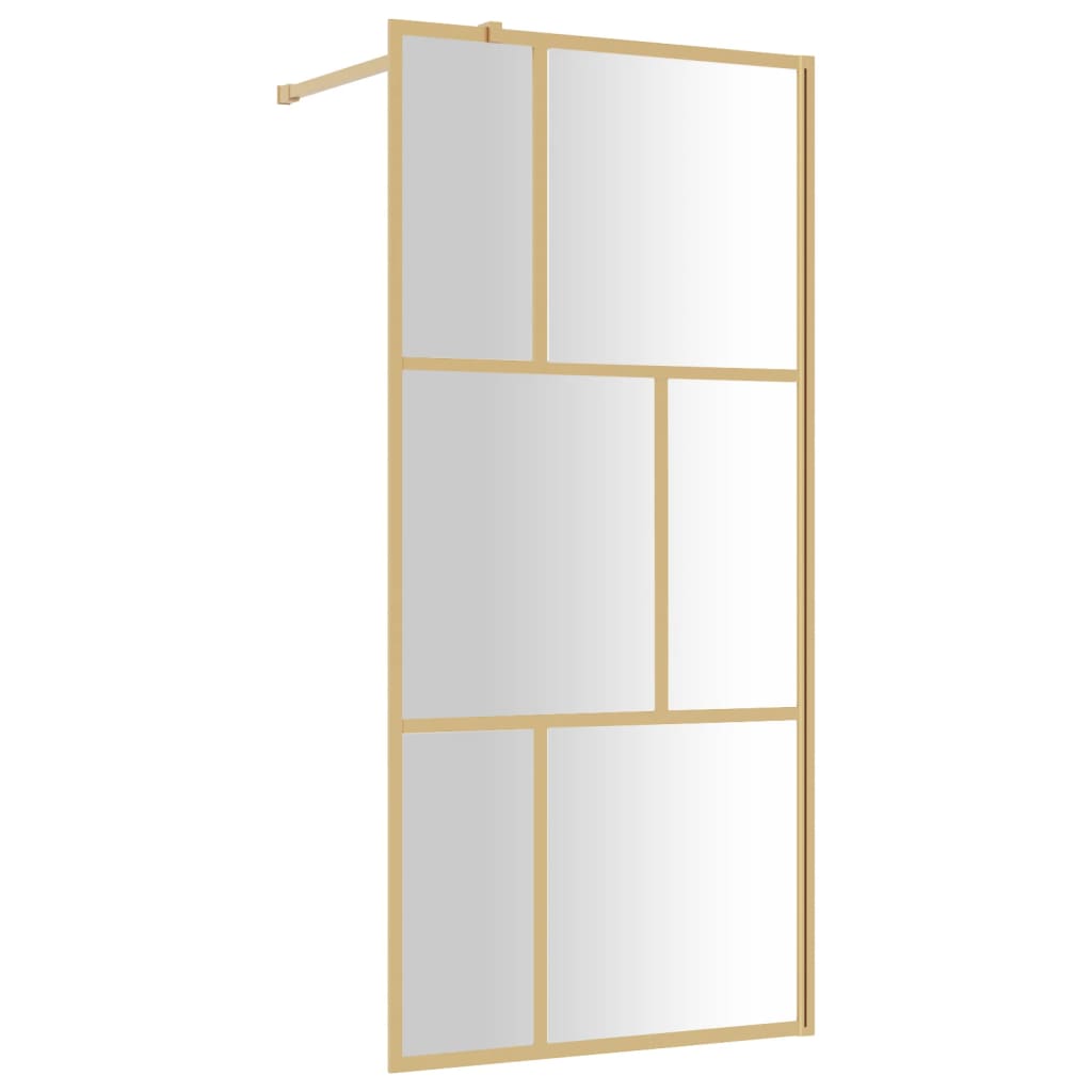 Parete per Doccia Walk-in Vetro Trasparente ESG 90x195 cm Oro 154955