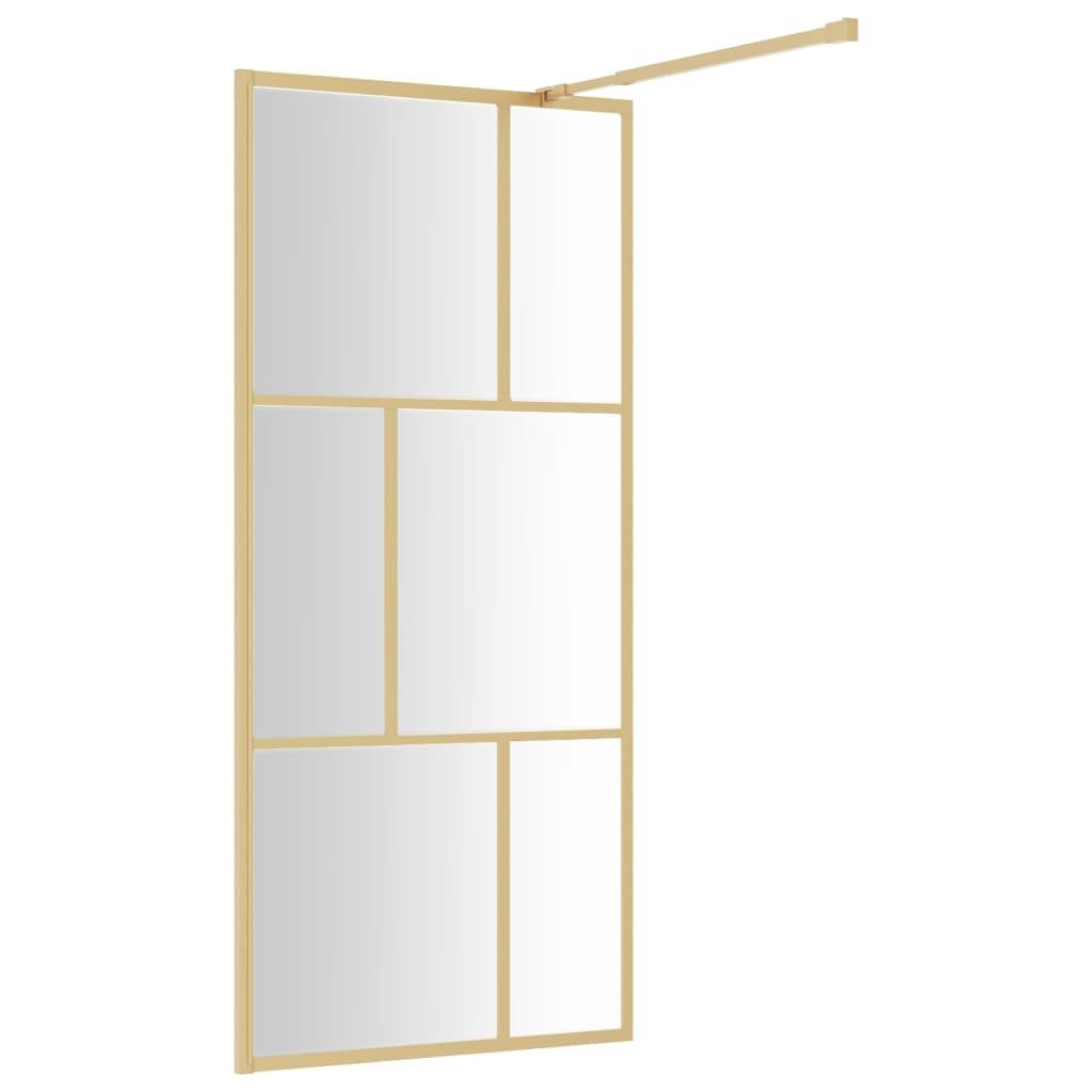 Parete per Doccia Walk-in Vetro Trasparente ESG 90x195 cm Oro 154955