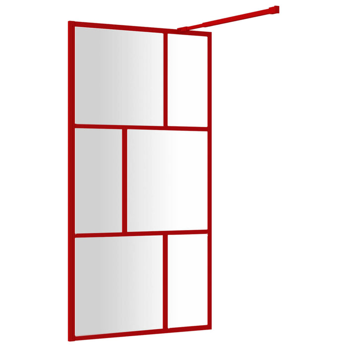 Parete per Doccia Walk-in Vetro Trasparente ESG 100x195cm Rossa 154956