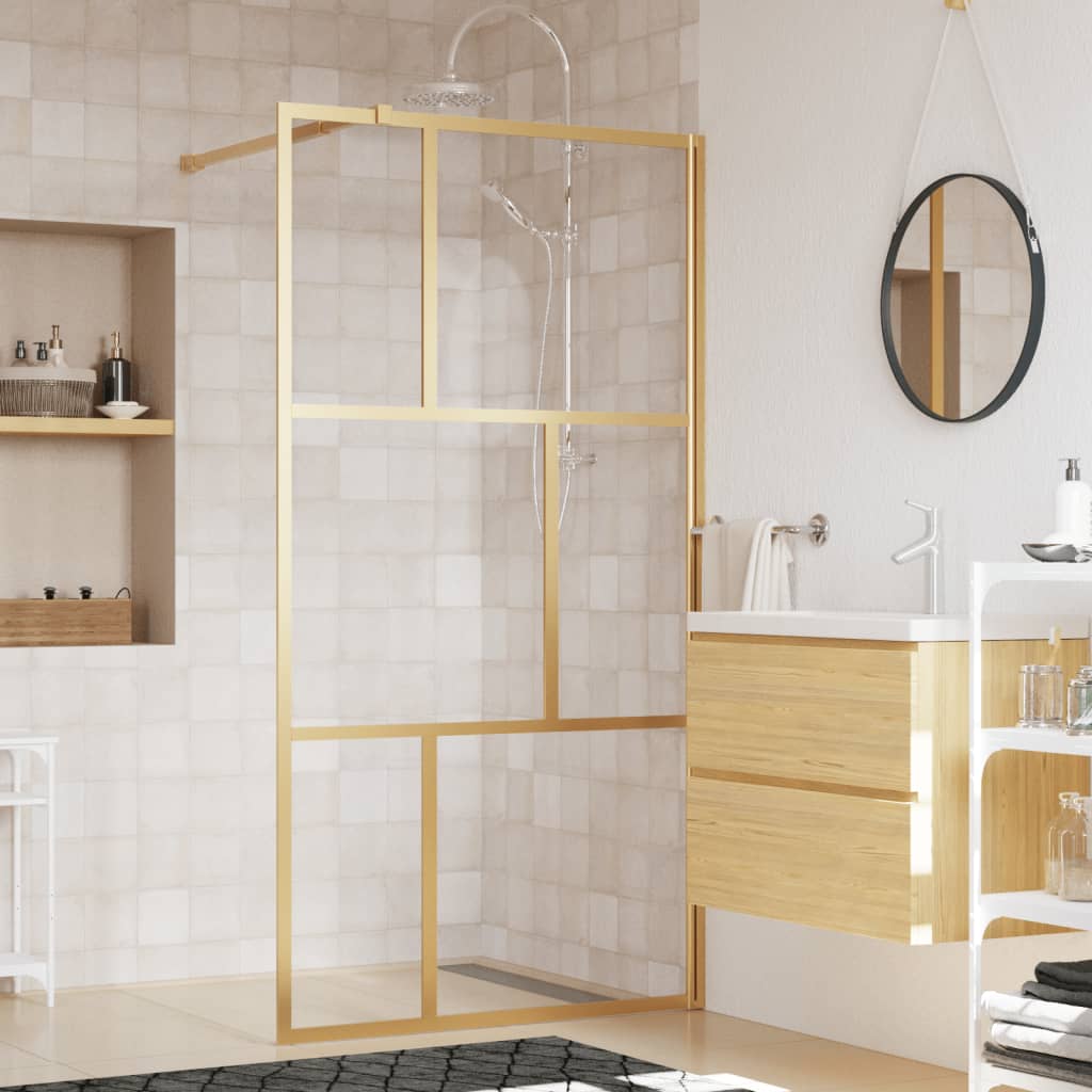 Parete per Doccia Walk-in Vetro Trasparente ESG 100x195 cm Oro 154957