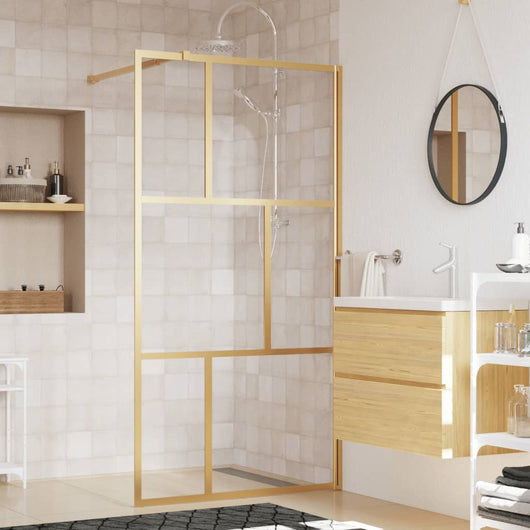 Parete per Doccia Walk-in Vetro Trasparente ESG 100x195 cm Oro 154957