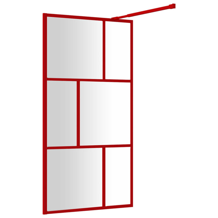 Parete per Doccia Walk-in Vetro Trasparente ESG 115x195cm Rossa 154958