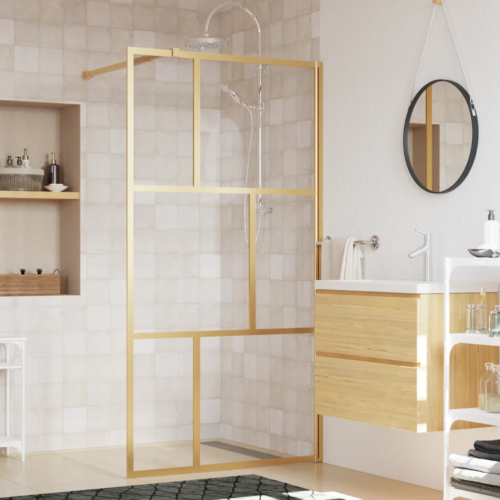 Parete per Doccia Walk-in Vetro Trasparente ESG 115x195 cm Oro 154959