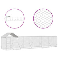 Cuccia Cani da Esterno Tetto Argento 10x2x2,5 m Acciaio Zincatocod mxl 69915