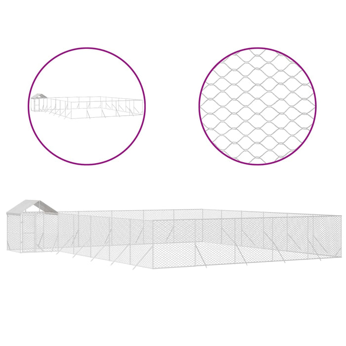 Cuccia Cani da Esterno Tetto Argento 12x12x2,5m Acciaio Zincatocod mxl 93815