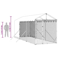 Cuccia Cani da Esterno Tetto Argento 2x6x2,5 m Acciaio Zincato 3190491