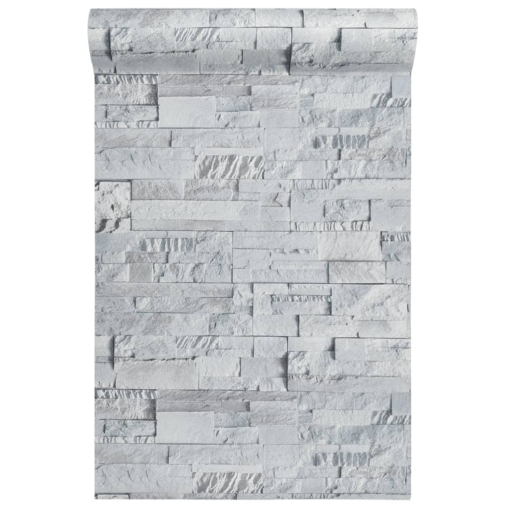 Carta da Parati 3D Pietra Grigio Chiaro 10x0,53 m Non Tessuto 353393