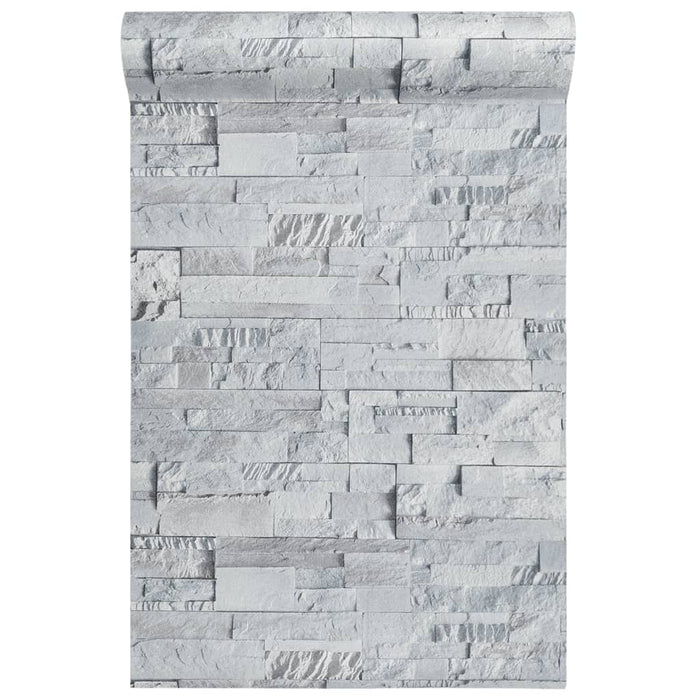 Carta da Parati 3D Pietra Grigio Chiaro 10x0,53 m Non Tessuto 353393