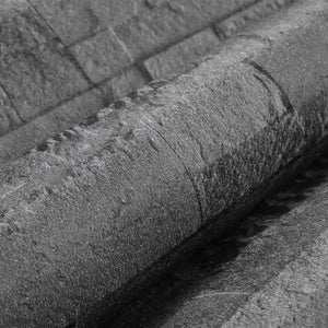 Carta da Parati 3D Effetto Pietra Nero 10x0,53 m Non Tessuto 353394