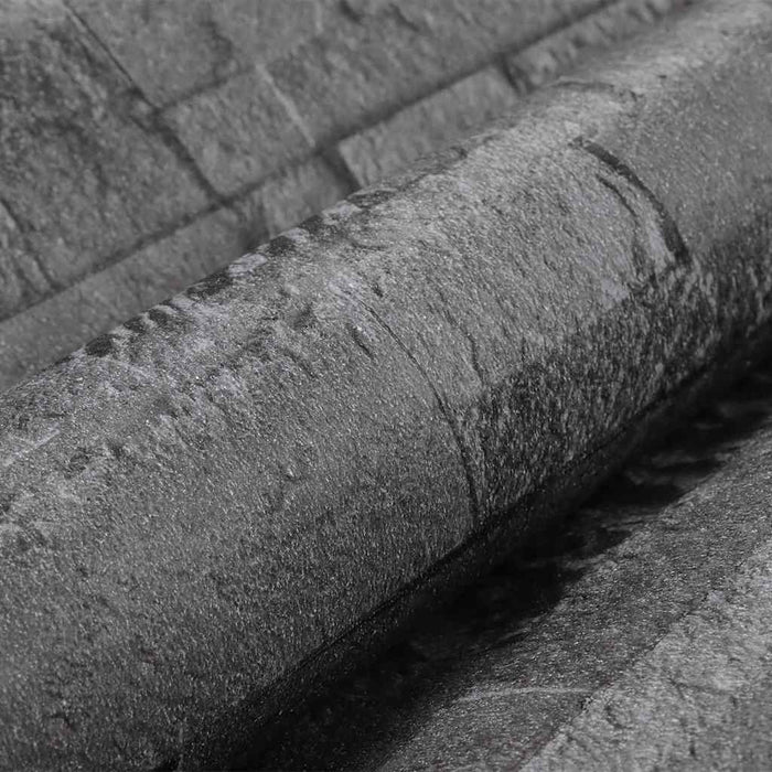 Carta da Parati 3D Effetto Pietra Nero 10x0,53 m Non Tessuto 353394