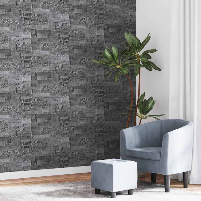 Carta da Parati 3D Effetto Pietra Nero 10x0,53 m Non Tessuto 353394