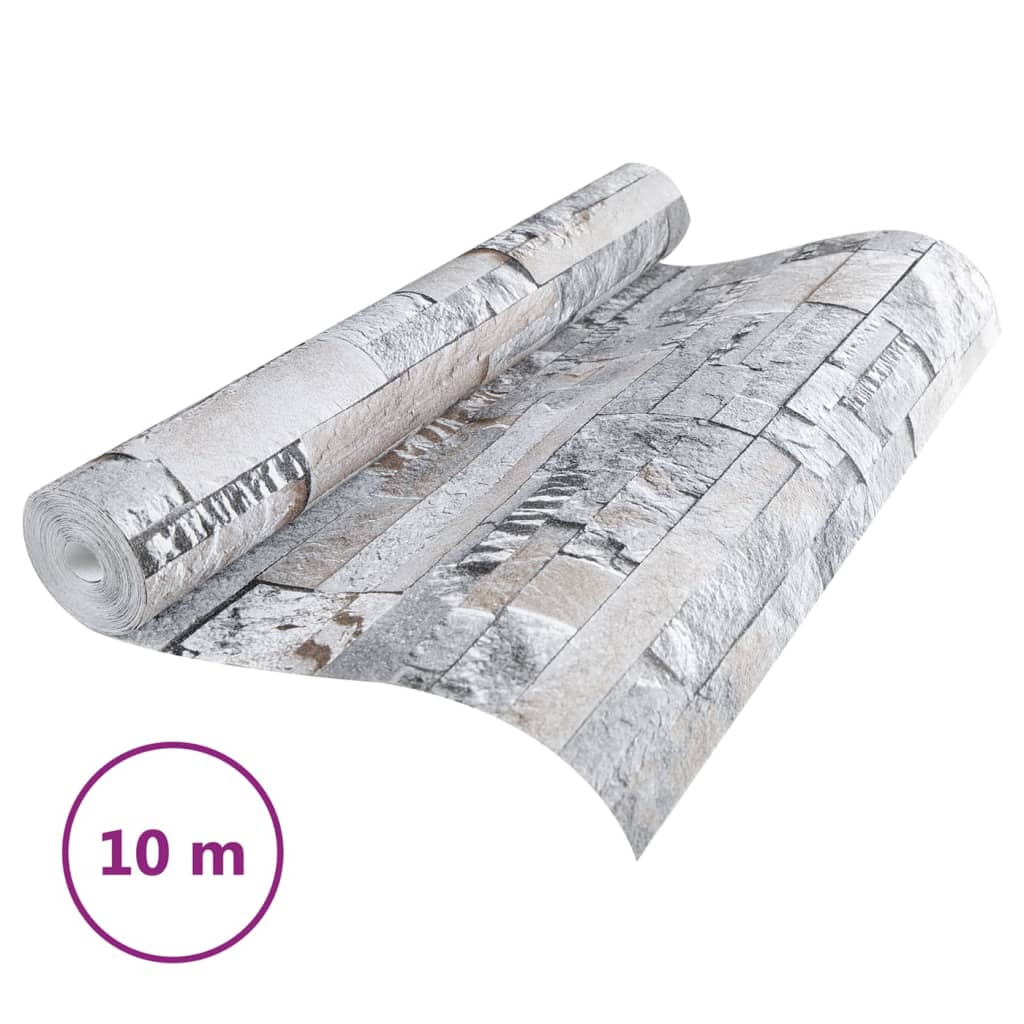 Carta da Parati 3D Pietra Grigio e Marrone 10x0,53m Non Tessuto 353396