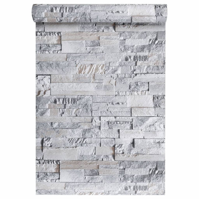 Carta da Parati 3D Pietra Grigio e Marrone 10x0,53m Non Tessuto 353396