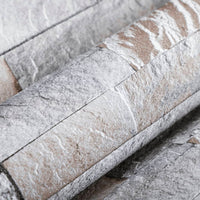 Carta da Parati 3D Pietra Grigio e Marrone 10x0,53m Non Tessuto 353396