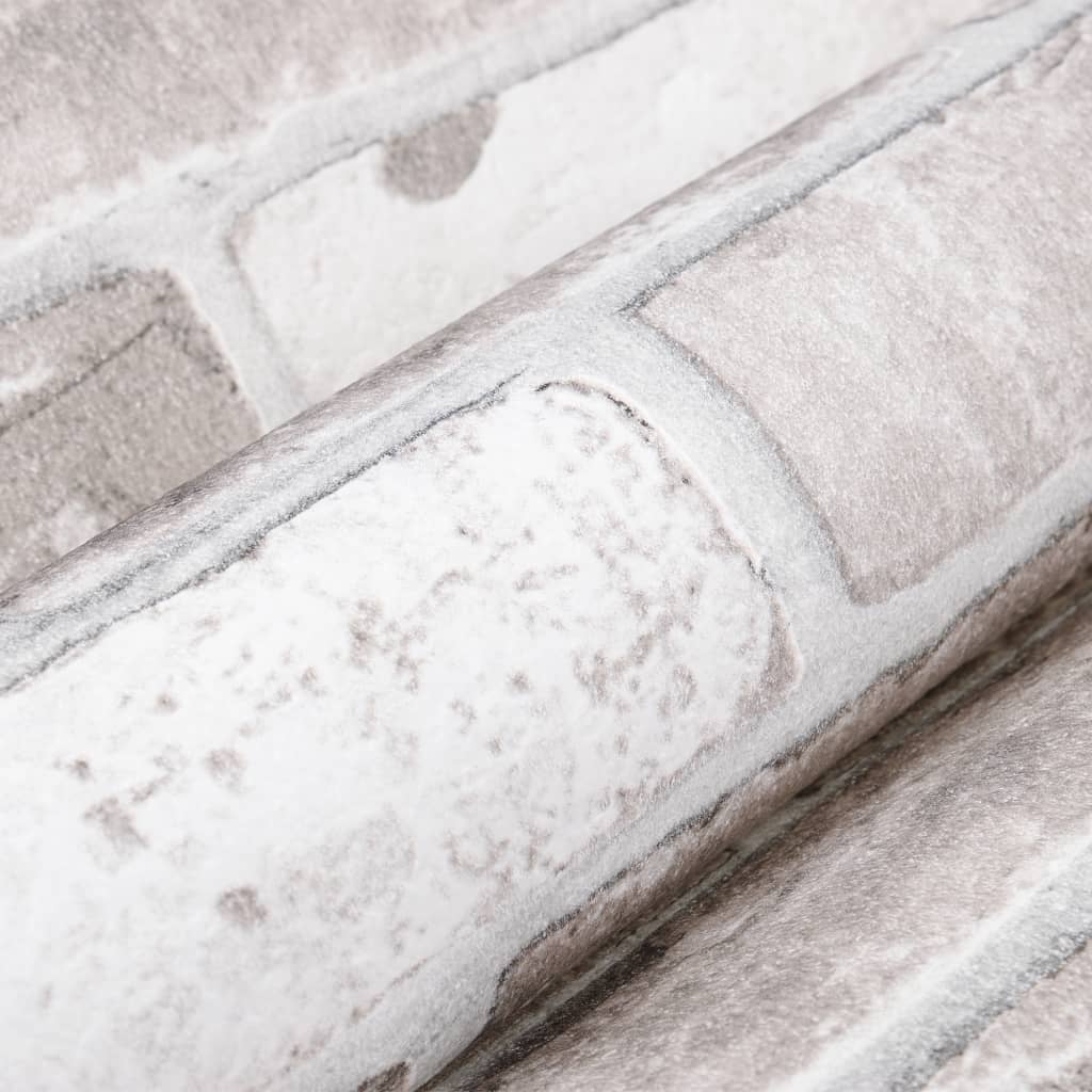 Carta da Parati 3D Motivo Mattoni Grigio 10x0,53 m Non Tessuto