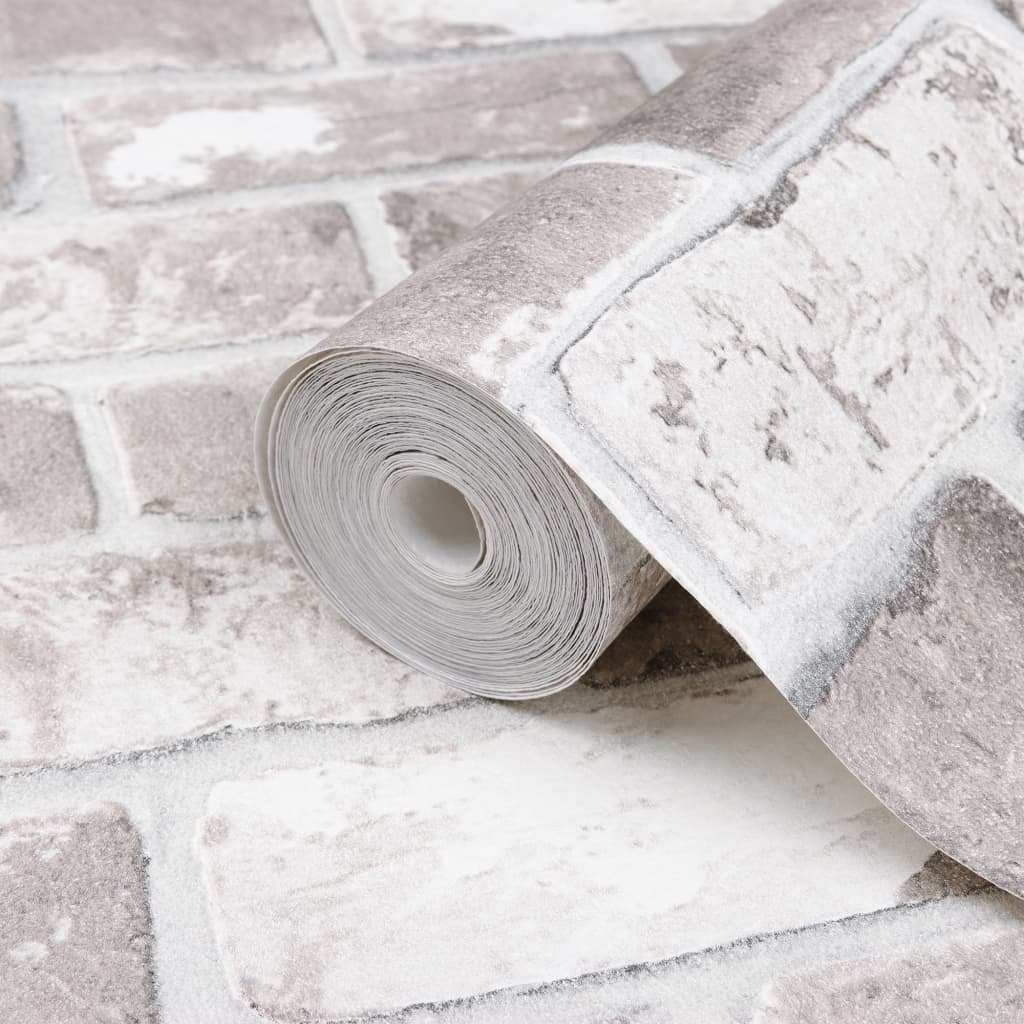 Carta da Parati 3D Motivo Mattoni Grigio 10x0,53 m Non Tessuto
