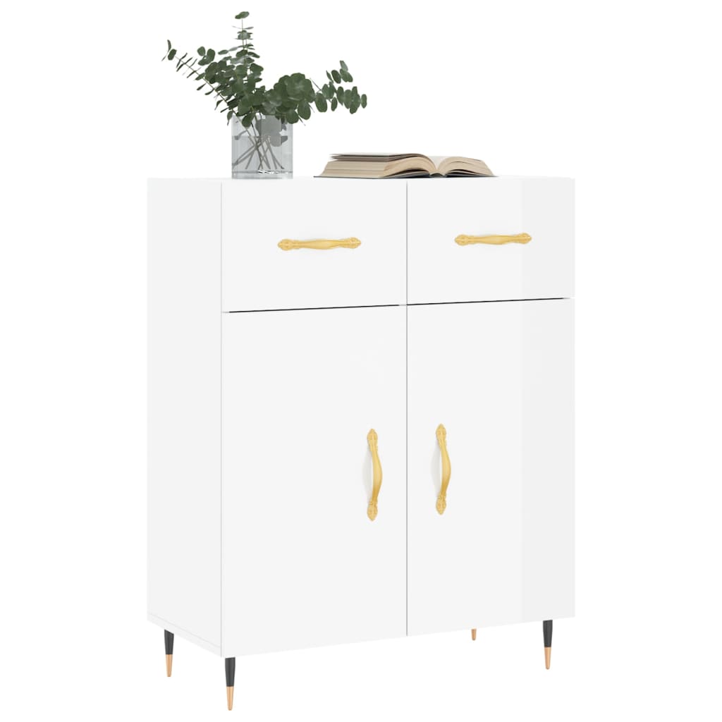 Credenza-Buffet-Armadio da cucina 69,5x34x90 cm in Legno Multistrato Bianco Lucido 601997