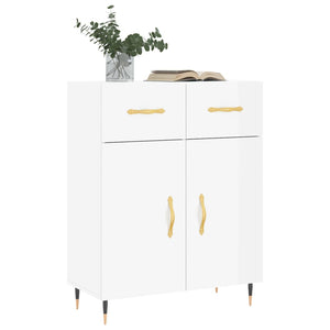 Credenza-Buffet-Armadio da cucina 69,5x34x90 cm in Legno Multistrato Bianco Lucido 601997