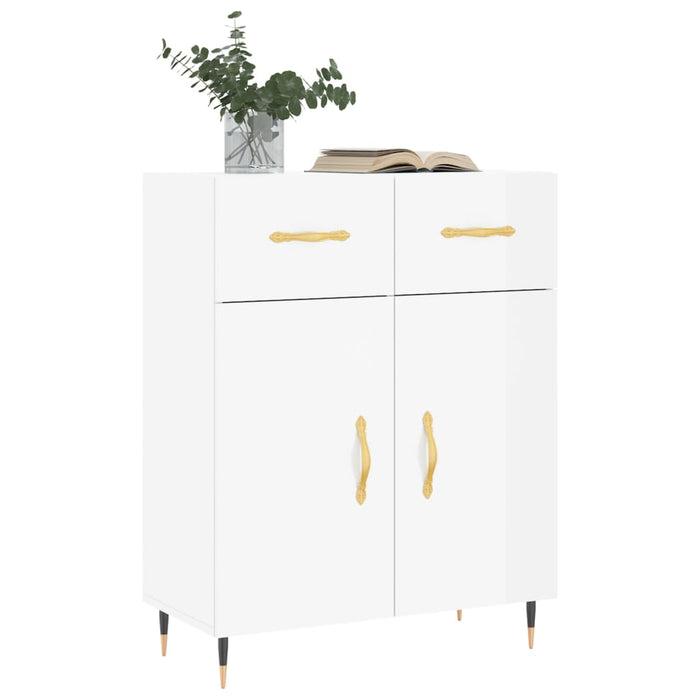 Credenza-Buffet-Armadio da cucina 69,5x34x90 cm in Legno Multistrato Bianco Lucido 601997