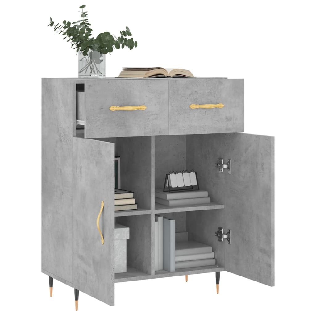 Credenza Grigio Cemento 69,5x34x90 cm in Legno Multistrato 827960