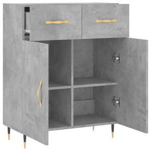 Credenza Grigio Cemento 69,5x34x90 cm in Legno Multistrato 827960