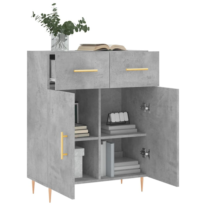 Credenza Grigio Cemento 69,5x34x90 cm in Legno Multistrato 827968