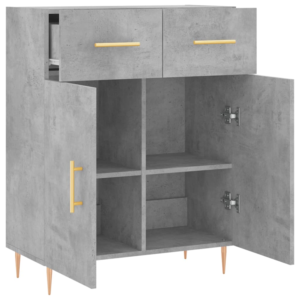 Credenza Grigio Cemento 69,5x34x90 cm in Legno Multistrato 827968