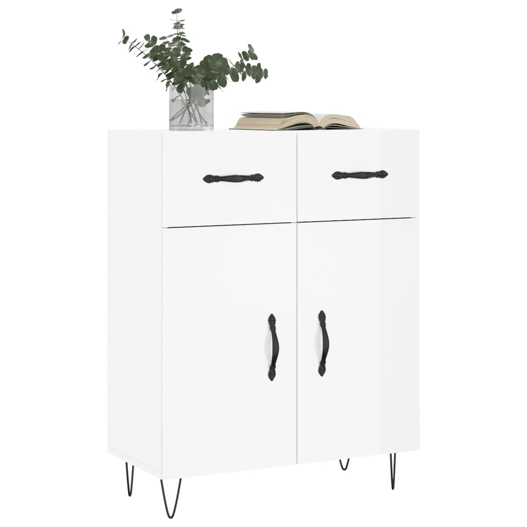 Credenza-Buffet-Armadio da cucina 69,5x34x90 cm in Legno Multistrato Bianco Lucido 522872
