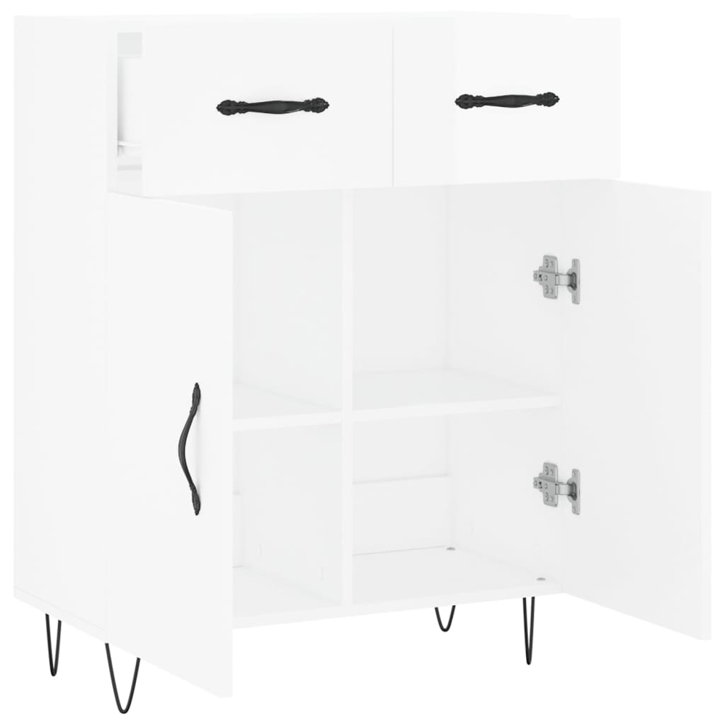 Credenza-Buffet-Armadio da cucina 69,5x34x90 cm in Legno Multistrato Bianco Lucido 522872