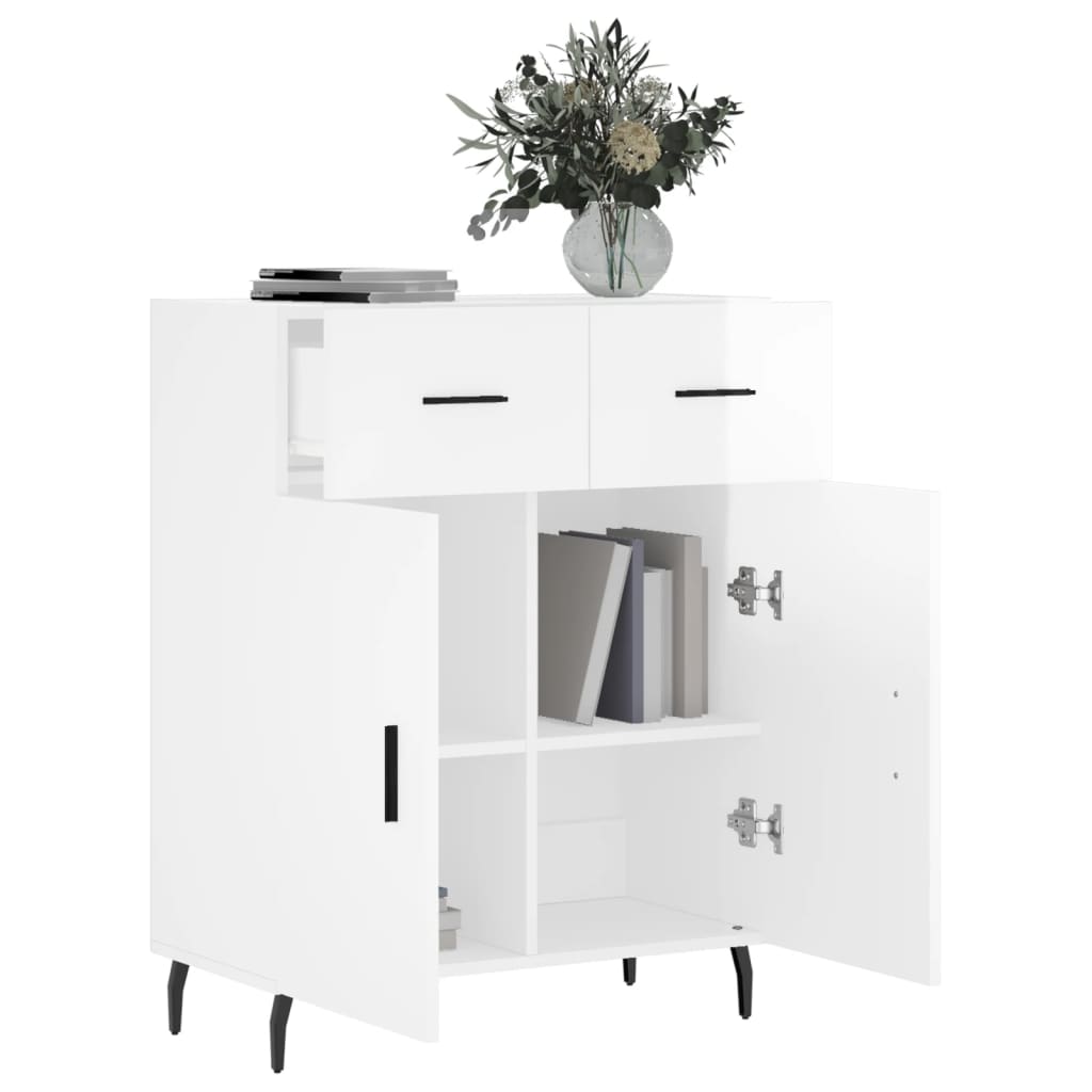 Credenza 69,5x34x90 cm in Legno Multistrato Bianco Lucido 827998