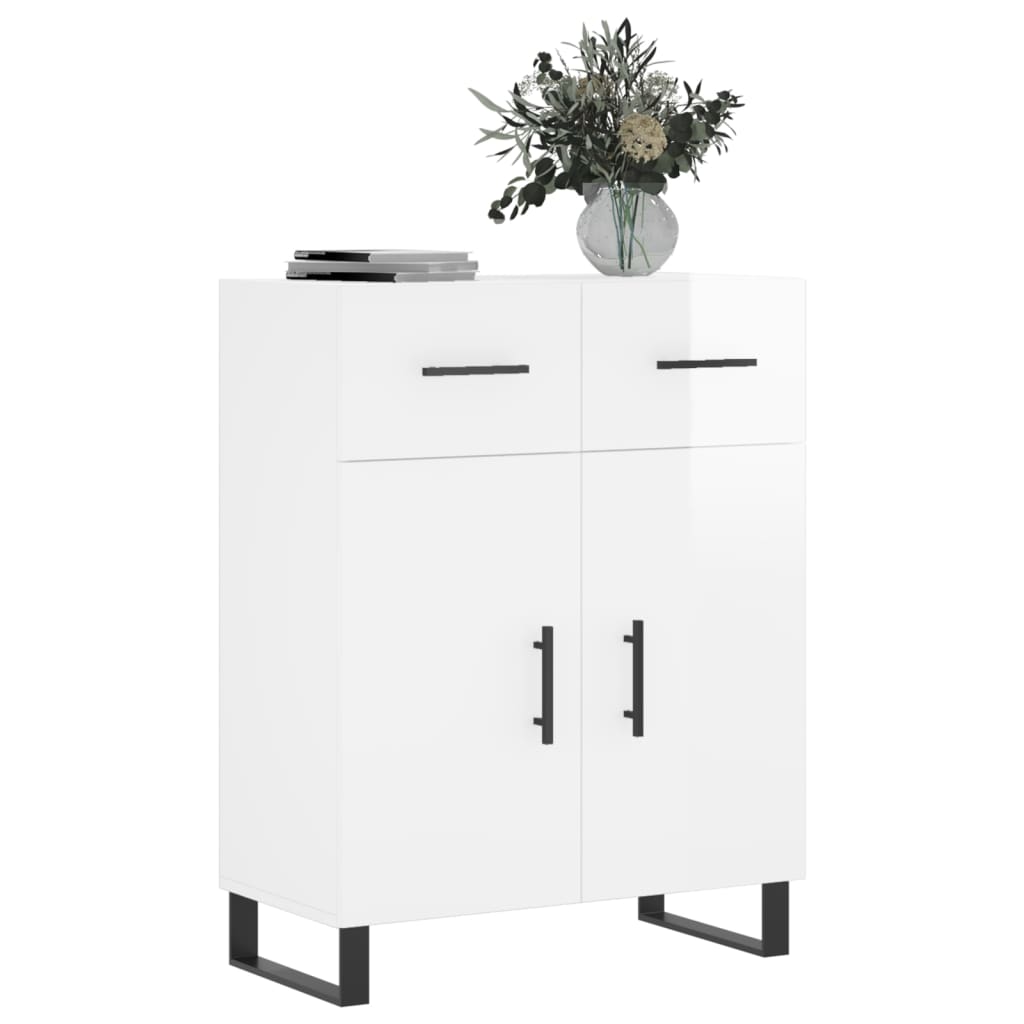 Credenza-Buffet-Armadio da cucina 69,5x34x90 cm in Legno Multistrato Bianco Lucido 836001