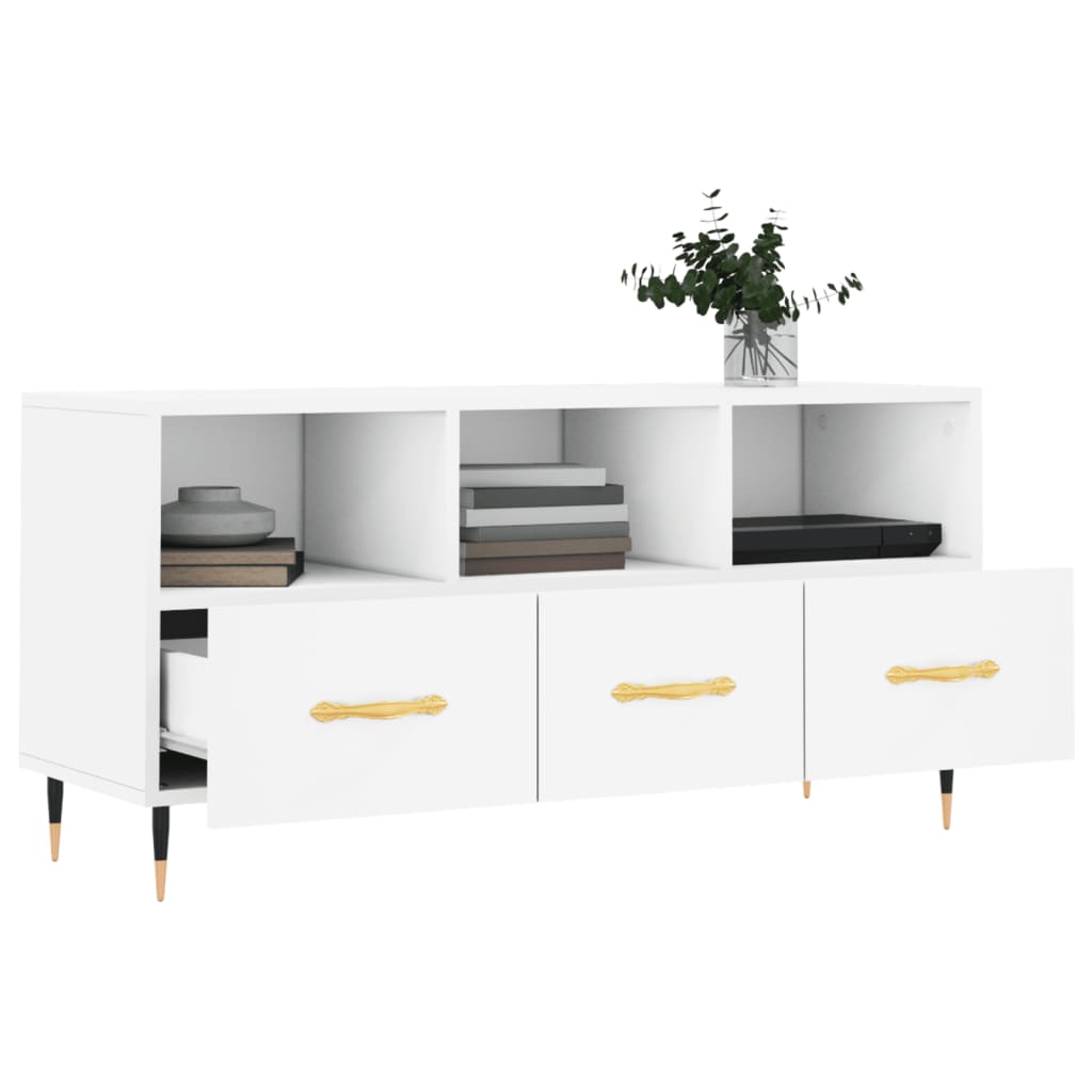 Mobile Porta TV Bianco 102x36x50 cm in Legno Multistrato 829012