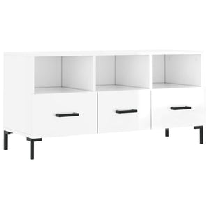 Mobile Porta TV Bianco Lucido 102x36x50 cm in Legno Multistrato 829038