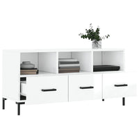 Mobile Porta TV Bianco Lucido 102x36x50 cm in Legno Multistrato 829038