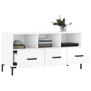 Mobile Porta TV Bianco Lucido 102x36x50 cm in Legno Multistrato 829038