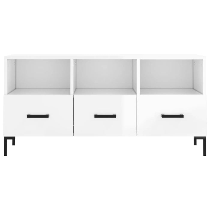 Mobile Porta TV Bianco Lucido 102x36x50 cm in Legno Multistrato 829038