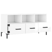 Mobile Porta TV Bianco Lucido 102x36x50 cm in Legno Multistrato 829038