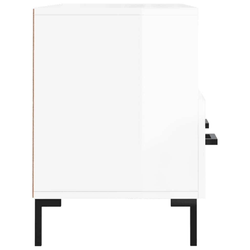 Mobile Porta TV Bianco Lucido 102x36x50 cm in Legno Multistrato 829038